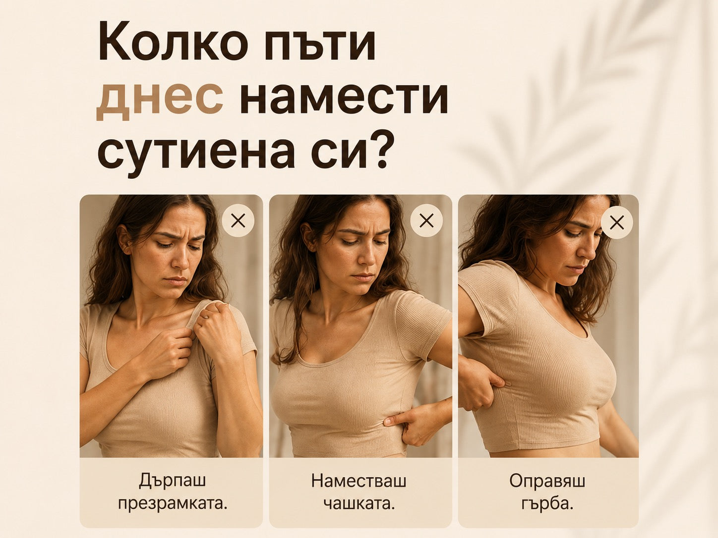 Жена, която намества неудобен сутиен